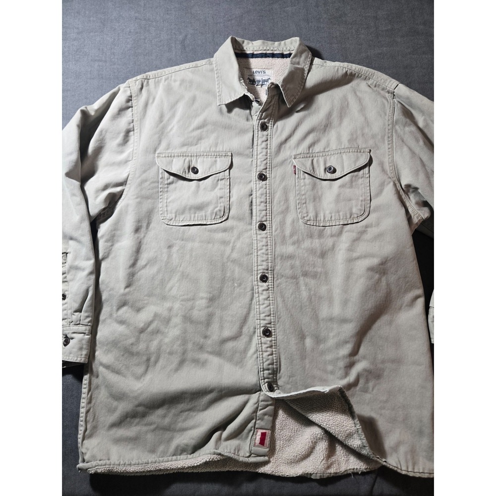 Vintage Levi's Khaki Tan Sherpa Fleece Lined Long Sleeved Jacket Sz XXL